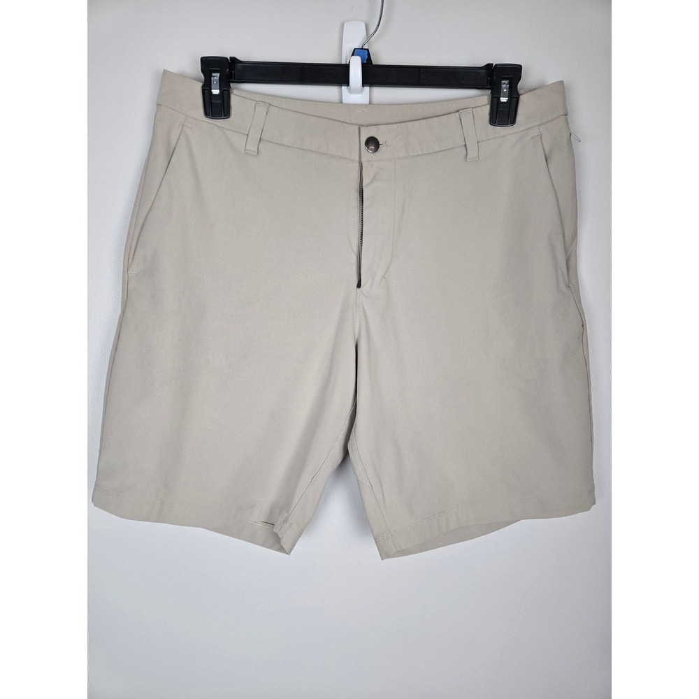 Lululemon Mens Commission Short 9 Warpstreme Tan Khaki Golf Chino Size 34